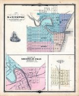 Manitowoc City, Sheboygan Falls Village, Hilbert Village, Wisconsin State Atlas 1878